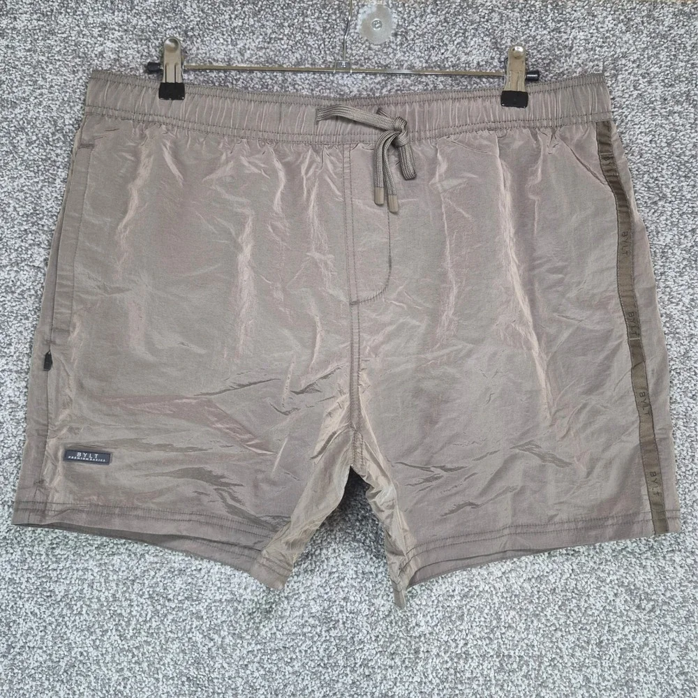 BYLT Baja Swim Slub Short Mens Large Brown Nylon Quick Dry